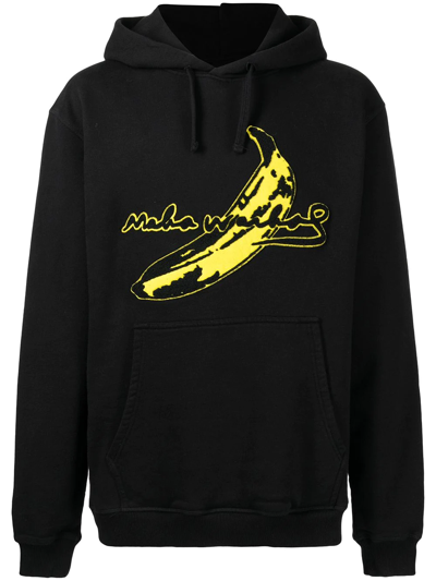 Shop Maharishi Logo-patch Cotton Hoodie In Black