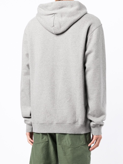 Shop Maharishi Logo-patch Cotton Hoodie In Grey