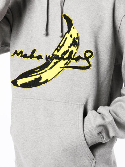 Maharishi Logo-patch Cotton Hoodie In Grey
