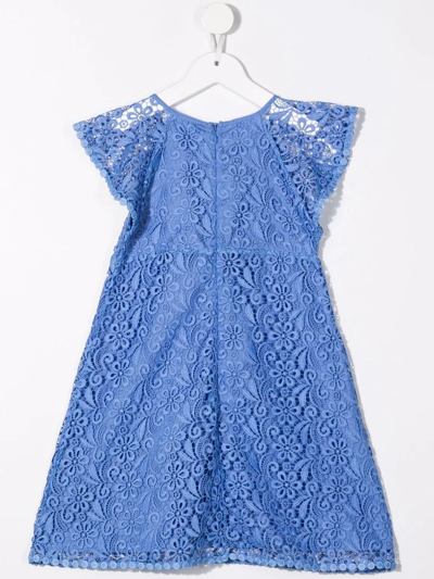 Shop Michael Kors Floral-embroidered Dress In Blue