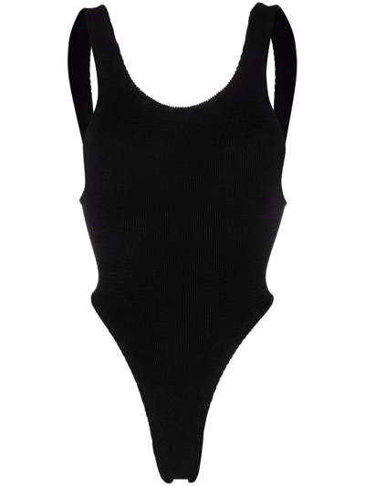 Shop Reina Olga Ruby Crinkled Swimsuit In Black