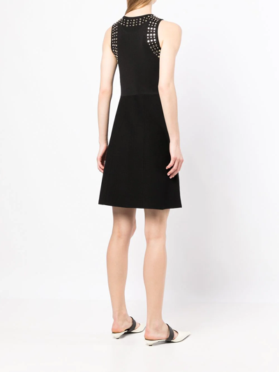 Shop Paule Ka Eyelet-detail Sleeveless Dress In Black