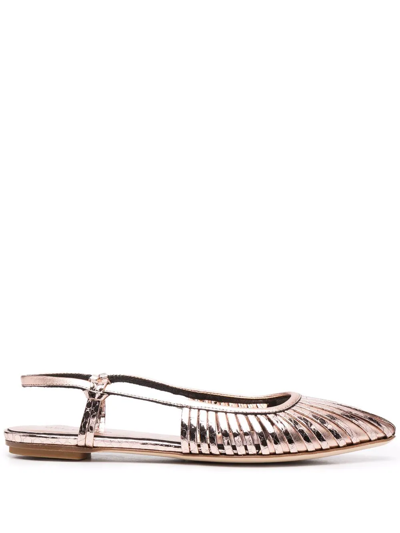 Del Carlo Metallic-finish Slingback Mules In Pink