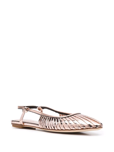 Del Carlo Metallic-finish Slingback Mules In Pink