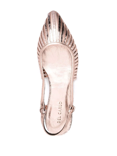 Del Carlo Metallic-finish Slingback Mules In Pink