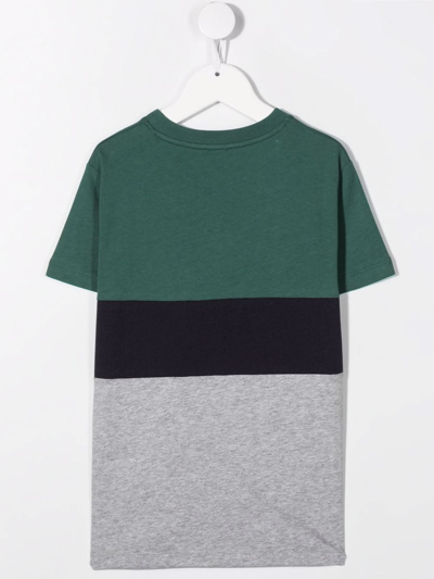 Shop Fay Colour-block Cotton T-shirt In Grey