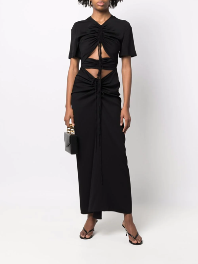 Shop Christopher Esber Ruched Panelled T-shirt Dress In Black