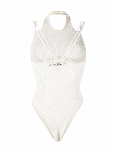 Andreädamo Mesh Panelled Swimsuit In White
