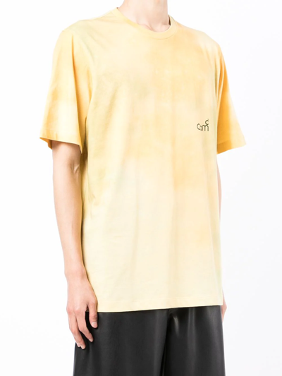 Shop Oamc Logo-print Cotton T-shirt In Yellow