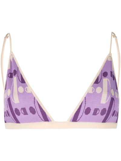 Shop Dodo Bar Or Knitted Triangle Bra Top In Purple