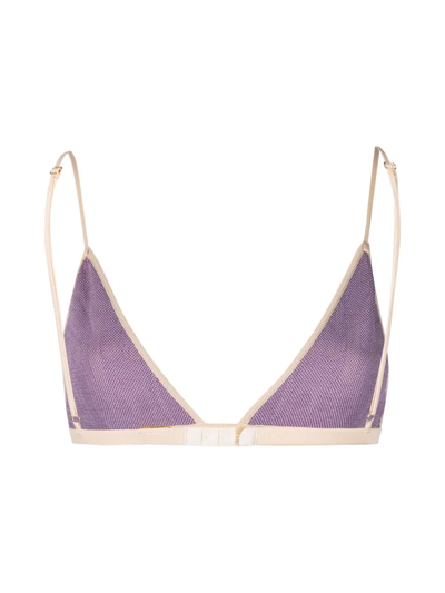Shop Dodo Bar Or Knitted Triangle Bra Top In Purple
