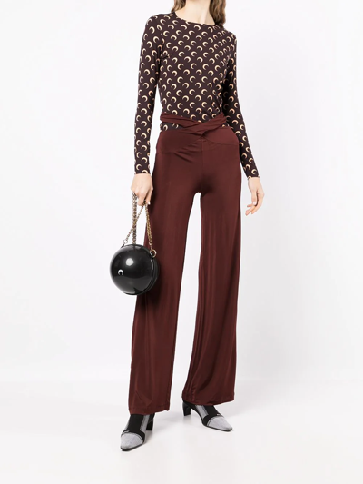 Marine Serre Ladies Brown Cross-waist Fluid Trousers In Brown