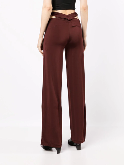 Marine Serre Ladies Brown Cross-waist Fluid Trousers In Brown