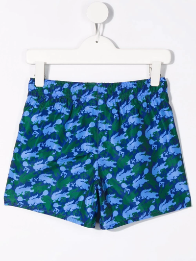 Shop Lacoste All-over Logo-print Swim Shorts In Blue