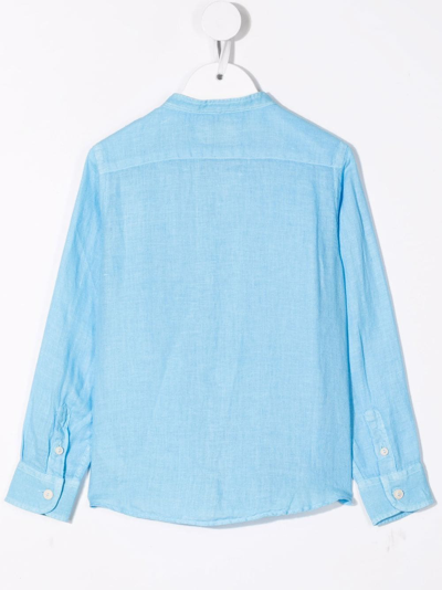 Shop Mc2 Saint Barth Band-collar Shirt In Blue