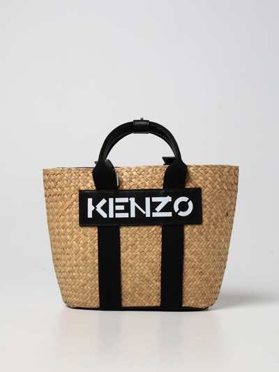 Shop Kenzo Raffia Bag In Black