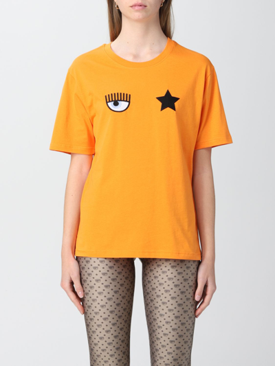 Shop Chiara Ferragni T-shirt With Eye-star Logo In Orange