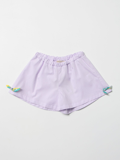 Emilio Pucci Baby Lilac Shorts With Multicolored Side Bows In Lilac