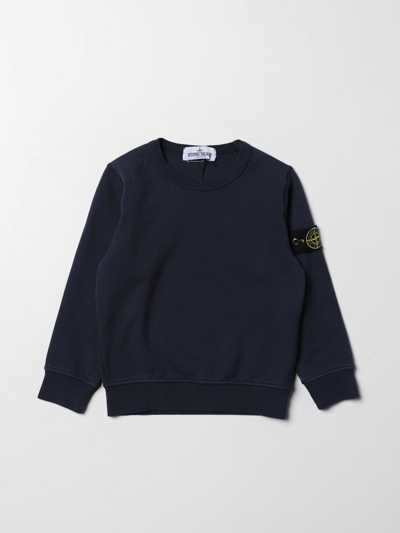 Shop Stone Island Junior Cotton Sweatshirt With Logo In Blue