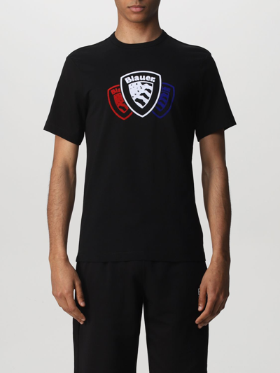 Shop Blauer Basic  T-shirt With Logo In Black
