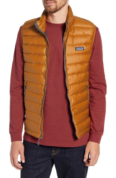 Shop Patagonia Windproof & Water Resistant 800 Fill Power Down Quilted Vest In Hammonds Gold
