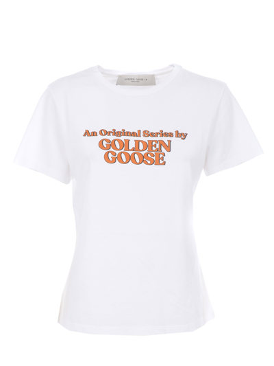 Shop Golden Goose "ania" Cotton T-shirt In Bianco
