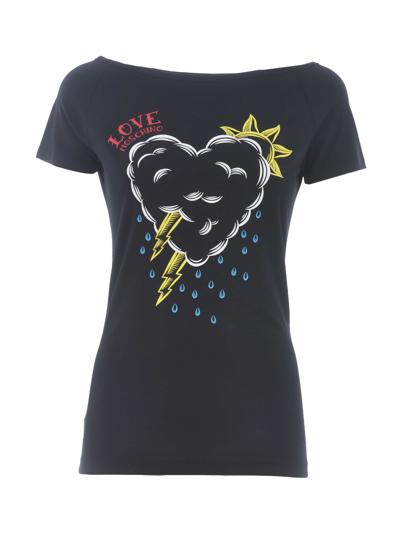 Shop Moschino Love Love Moschino T-shirt In Stretch Cotton In Nero