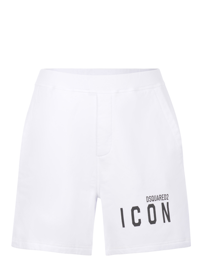 Shop Dsquared2 "icon" Cotton Shorts In Bianco