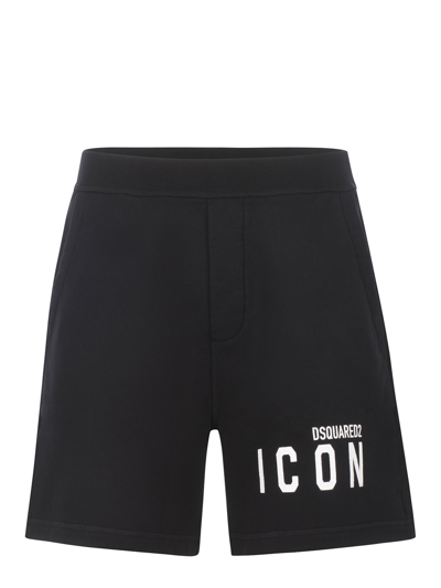 Shop Dsquared2 "icon" Cotton Shorts In Nero