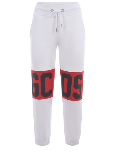 Shop Gcds "band Logo" Cotton Sweatpants In Bianco