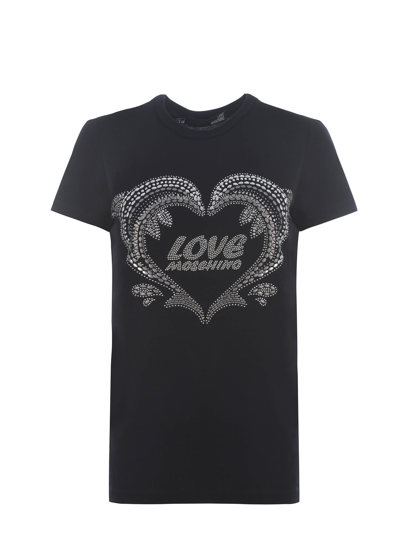 Shop Moschino Love Cotton T-shirt In Nero