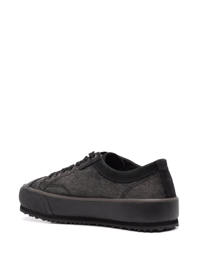 Diesel S-principia Flatform Cotton And Leather Low-top Trainers In Schwarz