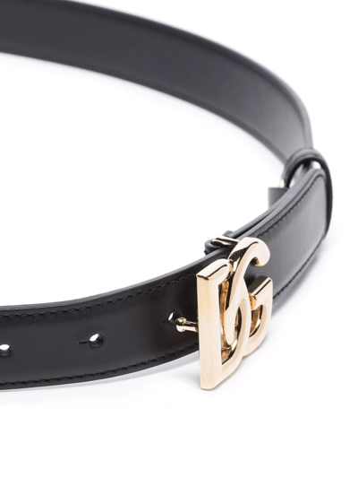 Shop Dolce & Gabbana Logo-buckle Leather Belt In Schwarz