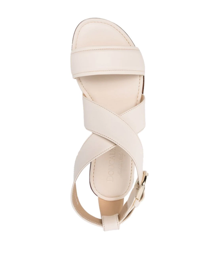 Shop Doucal's Cross-strap Leather Sandals In Nude