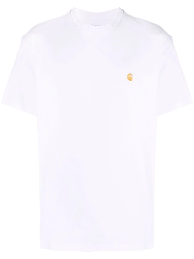 Shop Carhartt Chase Logo-embroidered T-shirt In White