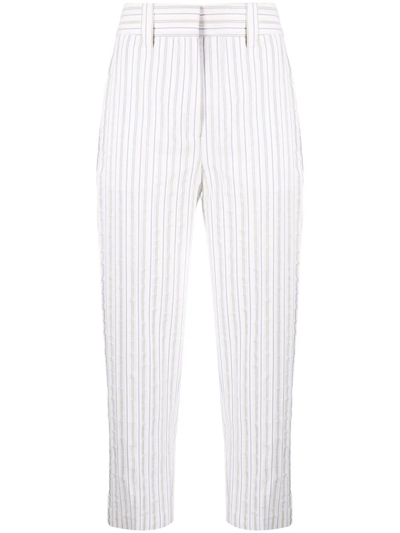 Shop Erika Cavallini Striped Cropped Trousers In Nude