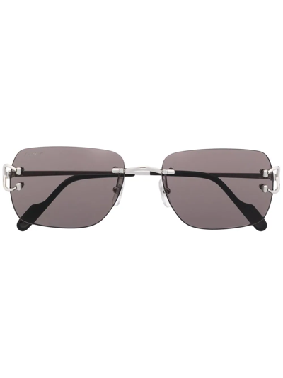 Shop Cartier Square-frame Sunglasses In Silber