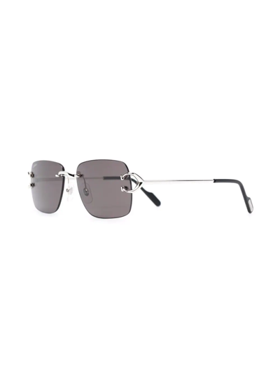 Cartier Rectangle-frame Sunglasses In Silber