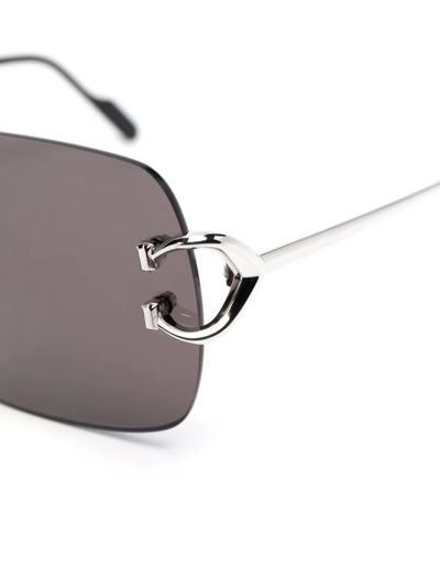 Shop Cartier Square-frame Sunglasses In Silber