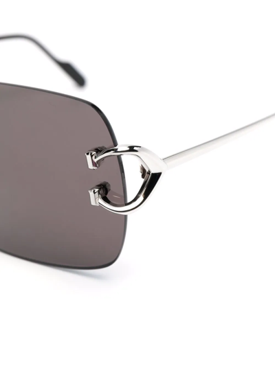 Cartier Rectangle-frame Sunglasses In Silber