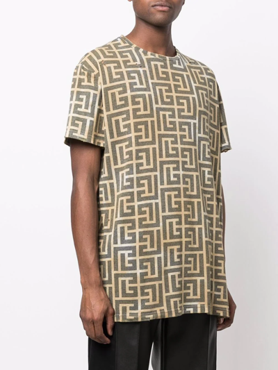 BALMAIN MONOGRAM-PRINT SHORT-SLEEVED T-SHIRT 