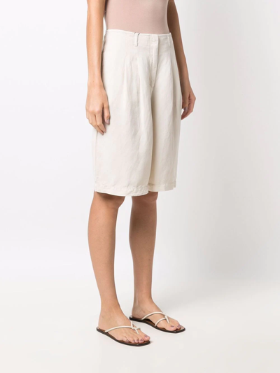 Emporio Armani Pleat-detail Tailored Shorts In Neutrals