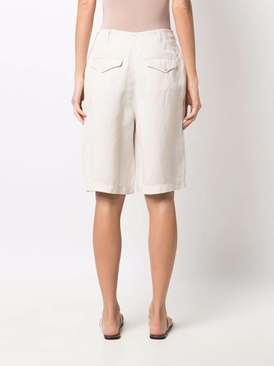 Emporio Armani Pleat-detail Tailored Shorts In Neutrals