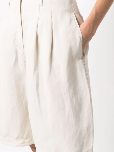 Emporio Armani Pleat-detail Tailored Shorts In Neutrals