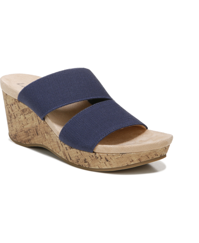Shop Lifestride Divine Wedge Sandals Women's Shoes In Lux Navy Fabric