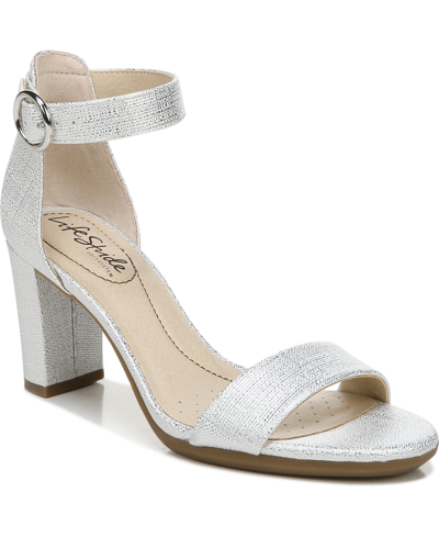 Shop Lifestride Averly City Sandals Women's Shoes In Silver Faux Leather
