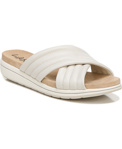 Shop Lifestride Panama Slide Sandals Women's Shoes In Bone/white Faux Leather