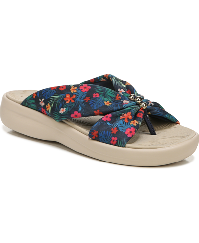 Shop Bzees Promise Washable Slide Sandals Women's Shoes In Navy Jungle Print Fabric