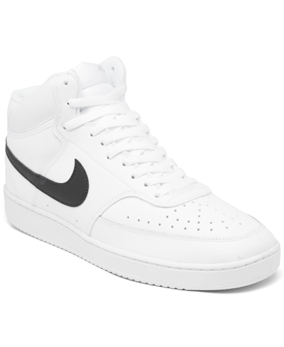 Shop Nike Court Vision Mid Casual Sneakers From Finish Line In White/black
