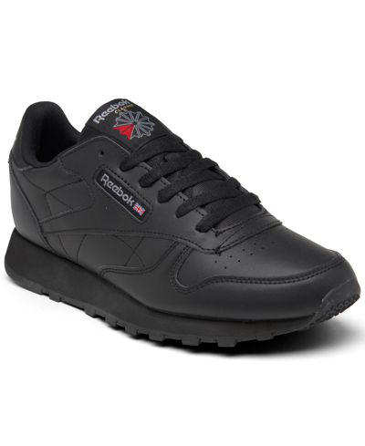 Shop Reebok Big Kids Classic Leather Casual Sneakers From Finish Line In Core Black/black